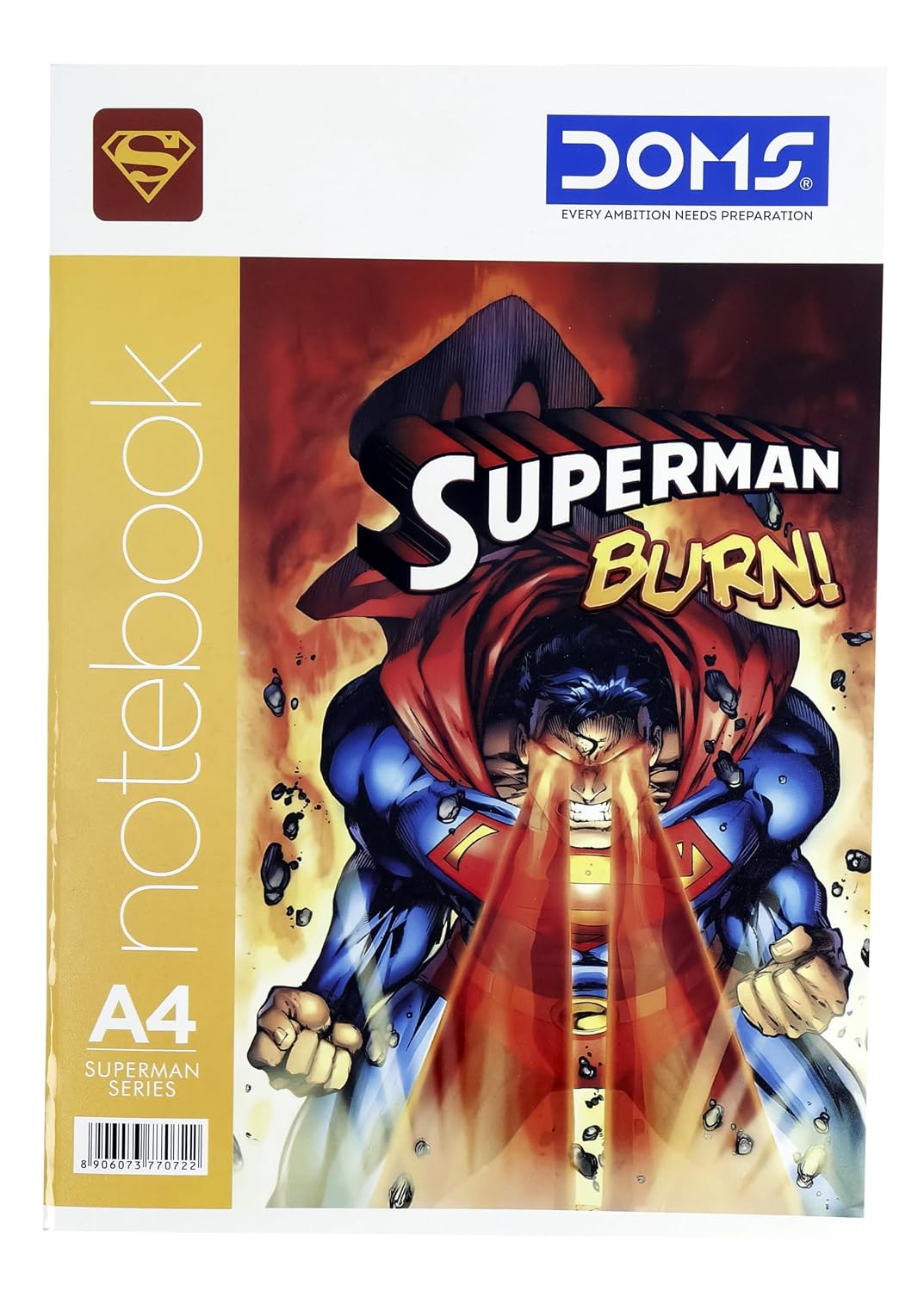 DOMS Superman Series Exercise Book - 172 pages A4 notebook with Superman cover design.