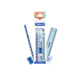 DOMS Groove Plus Pencil Kit with pencil, sharpener, and rulers for students and stationery needs.