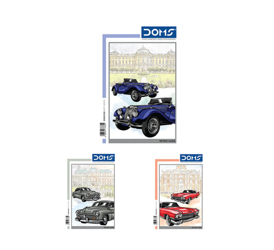 DOMS Five Line with Gap Notebook (Retro Cars Series)