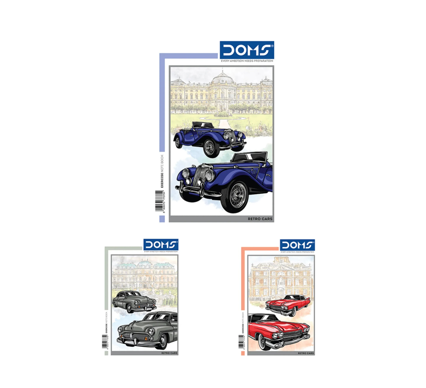 DOMS Medium Square 12MM Notebook (Retro Cars Series)