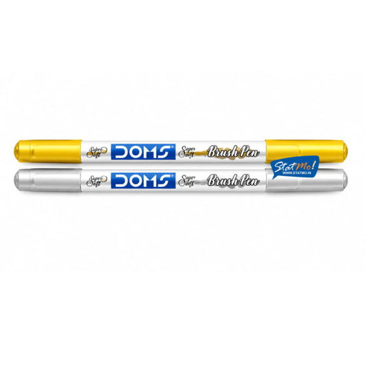 DOMS METALLIC BRUSH PEN SILVER & GOLD front view