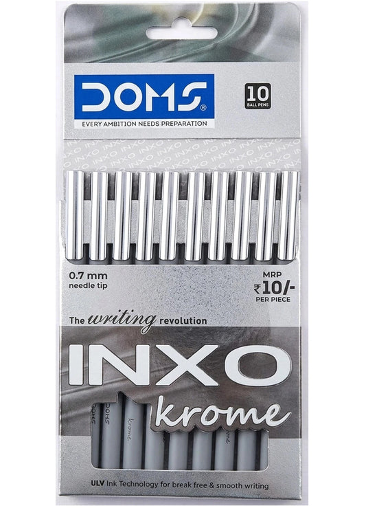 DOMS INXO KROME PEN BLACK 10 PCS PACK front view