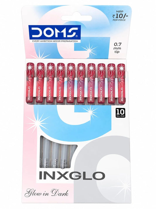 DOMS INXGLO BALL PEN RED 10 PCS PACK