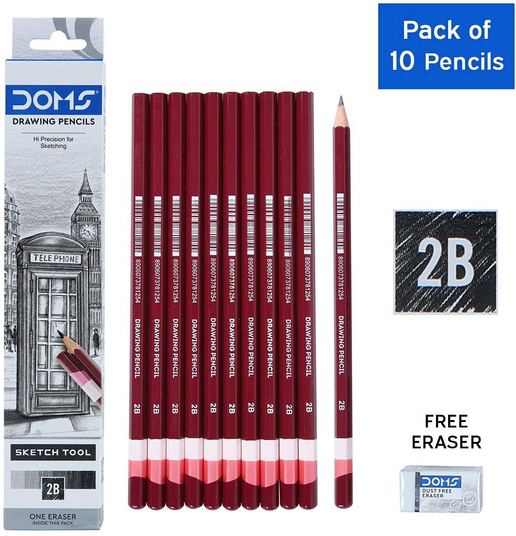 DOMS DRAWING PENCIL 2B 10 PCS PACK
