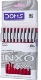 DOMS INXO KROME PEN RED 10 PCS PACK front view
