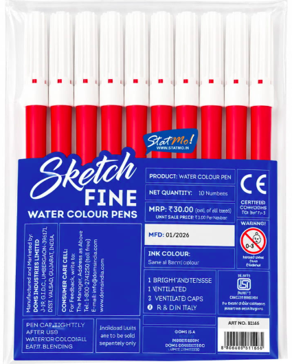 DOMS SKETCH FINE WATER COLOUR 10 PEN RED