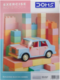 DOMS Exercise Notebook 172 Pages Unruled with a colorful car design on the cover, ideal for drawing and creative work.