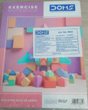 DOMS Exercise Notebook 172 Pages Red Blue Gap 24 × 18 cm 1PCS with colorful building blocks design.