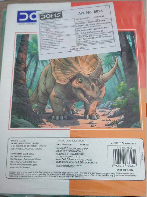 DOMS Exercise Notebook 120 Pages 3 in 1