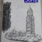 DOMS Sketch Book Wiro A5 cover featuring a skyline sketch with spiral binding, ideal for artists and students.