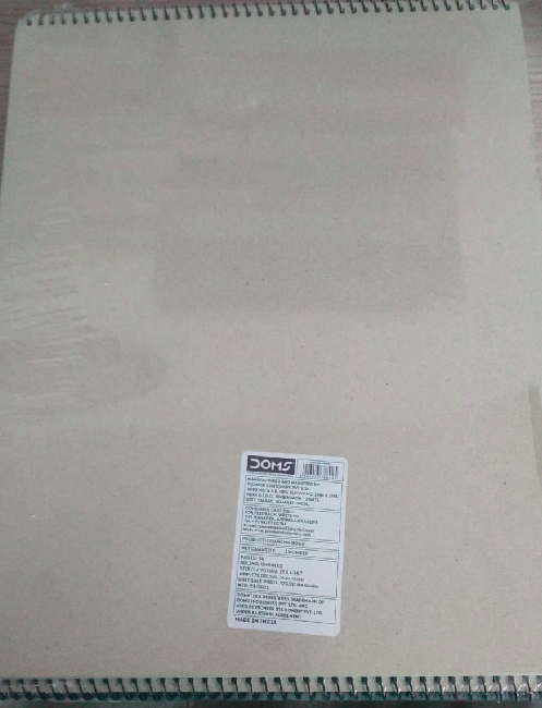 DOMS Spiral Drawing Book 36 Pages 27.5 × 34.7 cm showing the back cover and product label.