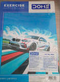 DOMS Unruled Exercise Book Street Car Series cover featuring a colorful street car design and product details.