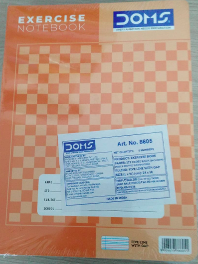 DOMS Exercise Notebook 172 Pages Five Line with Gap