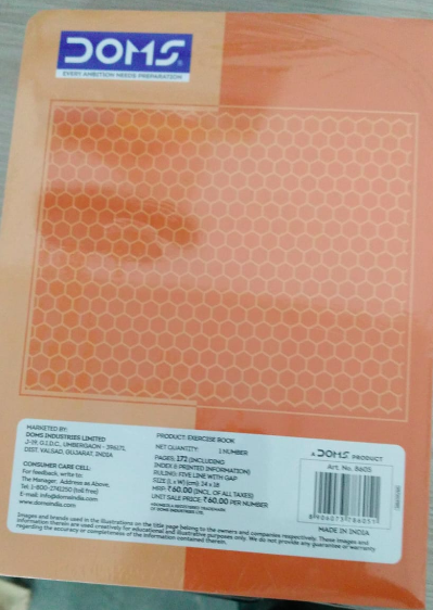 DOMS Exercise Notebook 172 Pages Five Line