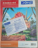 DOMS Exercise Notebook 120 Pages Single Line Interleaf with dinosaur cover design and label