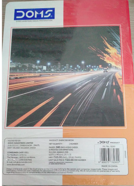 DOMS Exercise Notebook 240 Pages Single Line