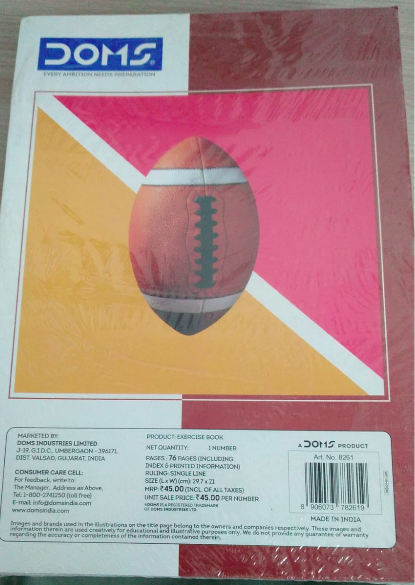 DOMS Exercise Notebook 76 Pages Single Line