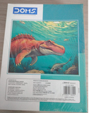 DOMS Exercise Book 120 Pages Single Line with dinosaur illustration on the cover, suitable for students and everyday writing.