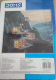 Back cover of the DOMS Exercise Notebook 200 Pages Unruled showcasing a unique architectural design.
