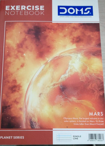 DOMS Exercise Book Planet Series cover featuring Mars design, an exercise notebook with 400 pages single line format.