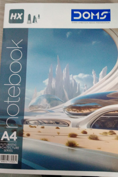 DOMS Exercise Book Futuristic Architecture Series cover with modern design and spacious layout