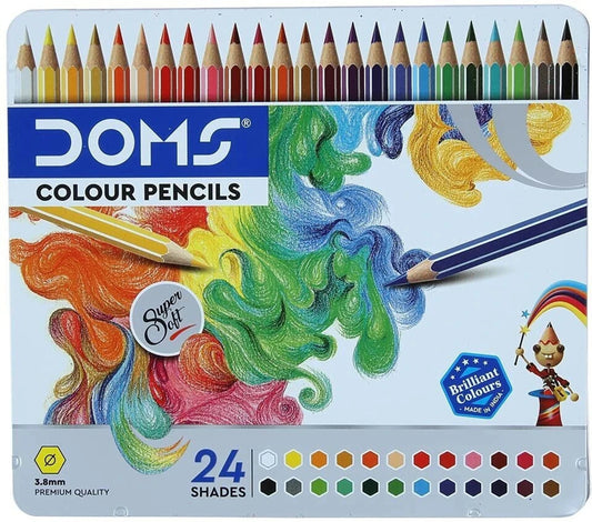 DOMS HSC 24 SHADES PENCIL TIN PACK front view