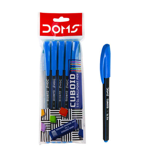 DOMS CUBOID PEN BLUE 5 PCS POUCH PACK