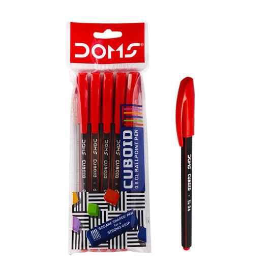 DOMS Cuboid DF Pen Red – 20 PCS Pack