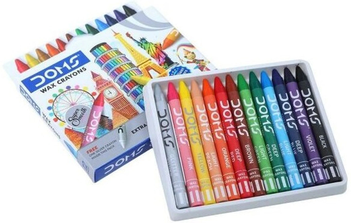 DOMS LONG WAX  CRAYONS 12 SHADES