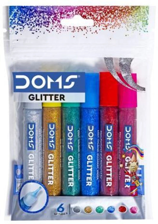 DOMS GLITTER GLUE 10 ML 6 SHADES product packaging