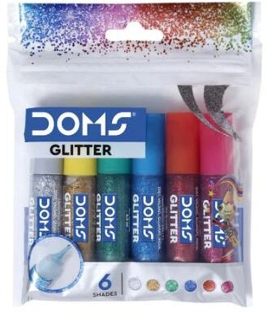 DOMS GLITTER GLUE 5.5 ML 6 SHADES front view