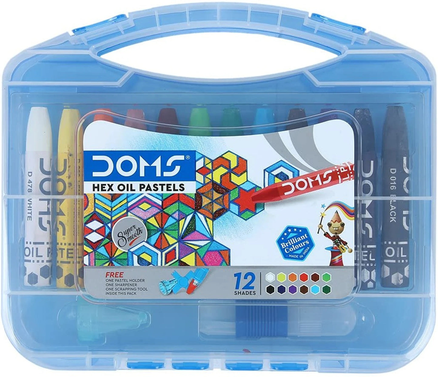 DOMS OIL PASTEL 12 SHADES (HEXAGONAL)