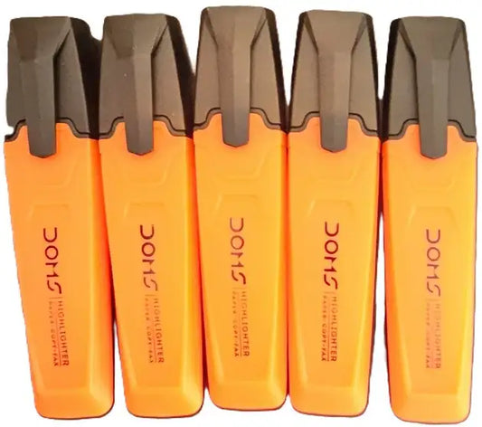 DOMS NEON HIGHLIGHTER PEN 5 SHADES ORANGE (PLASTIC CASE)