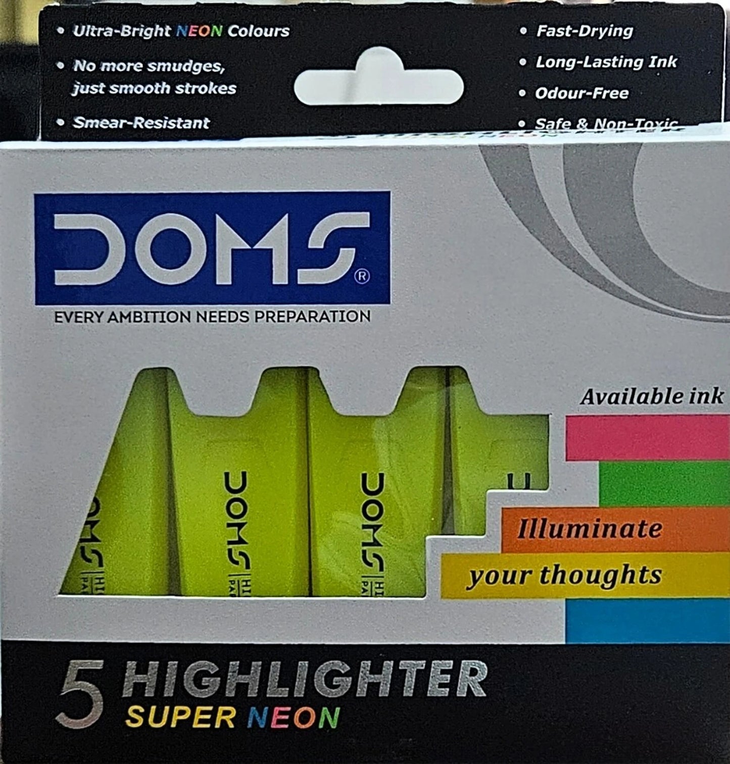 DOMS NEON HIGHLIGHTER PEN  PACK OF 5 YELLOW