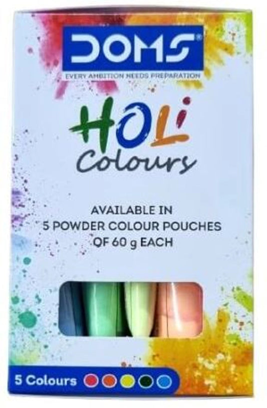 DOMS Holi Colours pack featuring 5 vibrant shades, 300 GM total for festive celebrations.