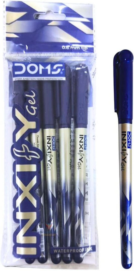 DOMS INXIFY GEL PEN BLUE 5 PCS POUCH- FOIL