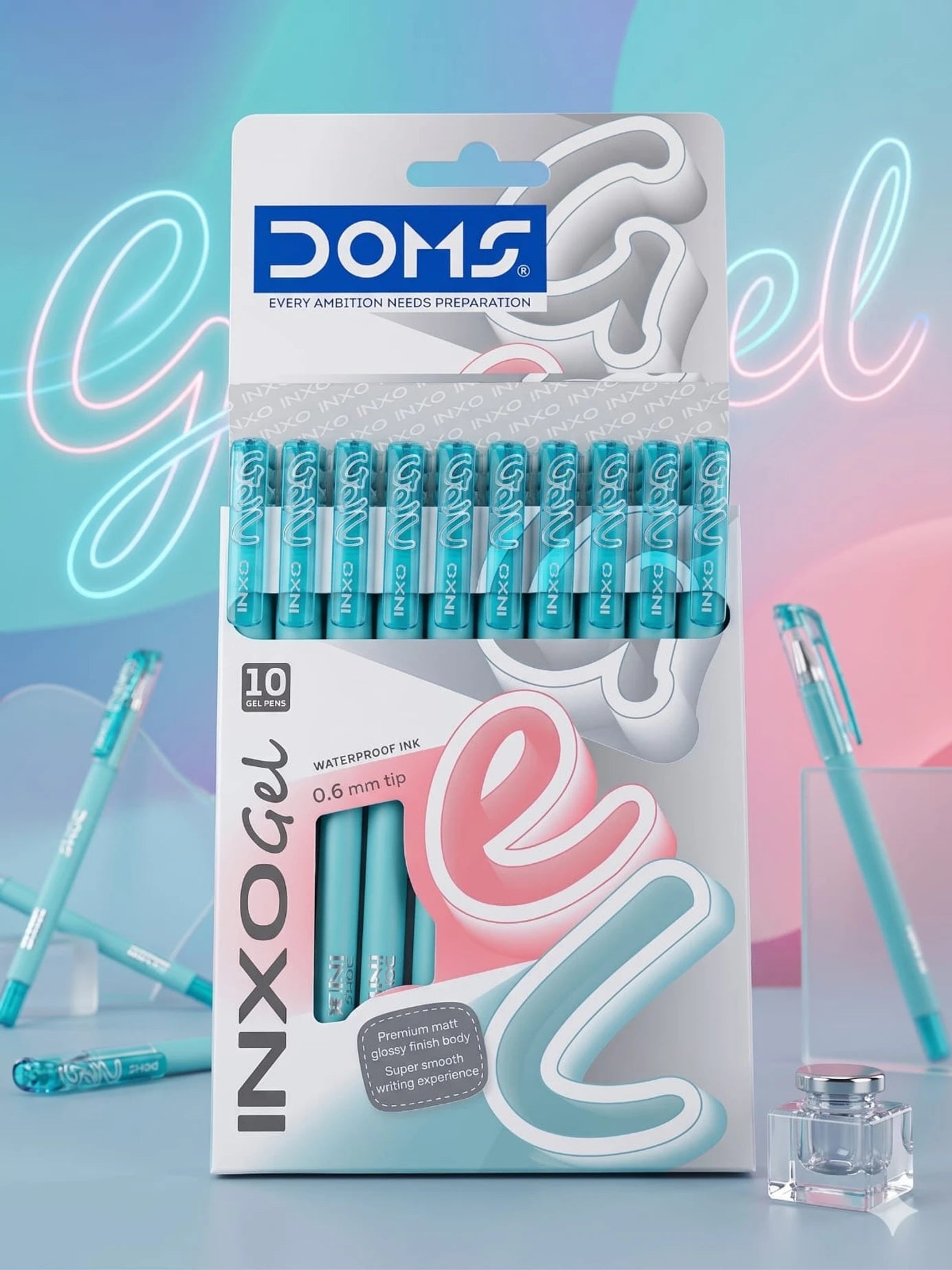 DOMS INXO GEL PEN BLUE 10 PCS PACK