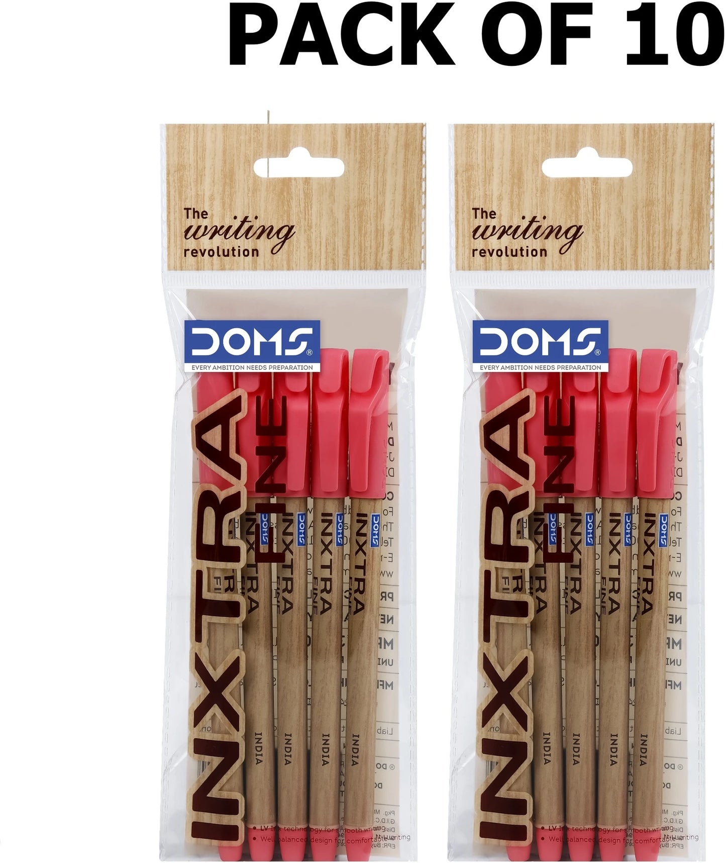 DOMS INXTRA BALL PEN RED 10 PCS PACK