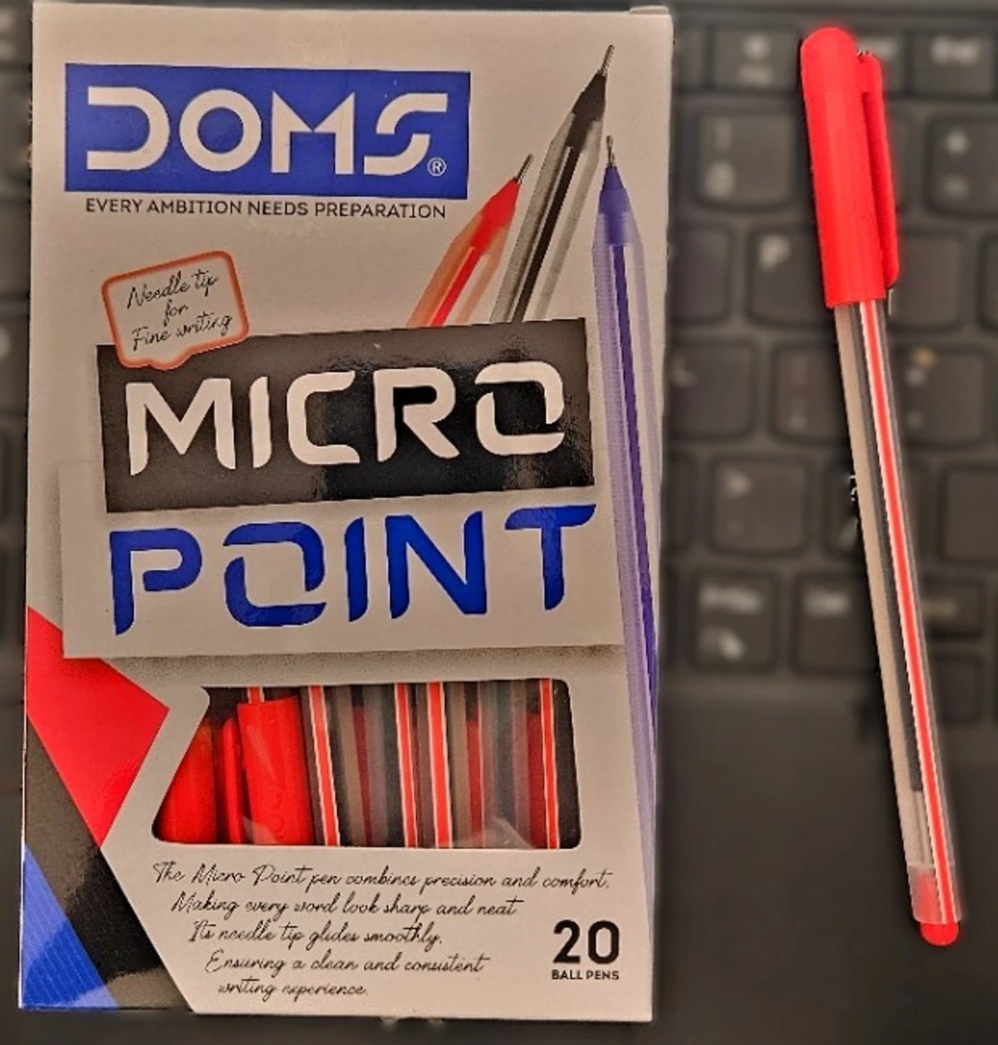 DOMS MICRO POINT PEN RED 20 PCS BOX