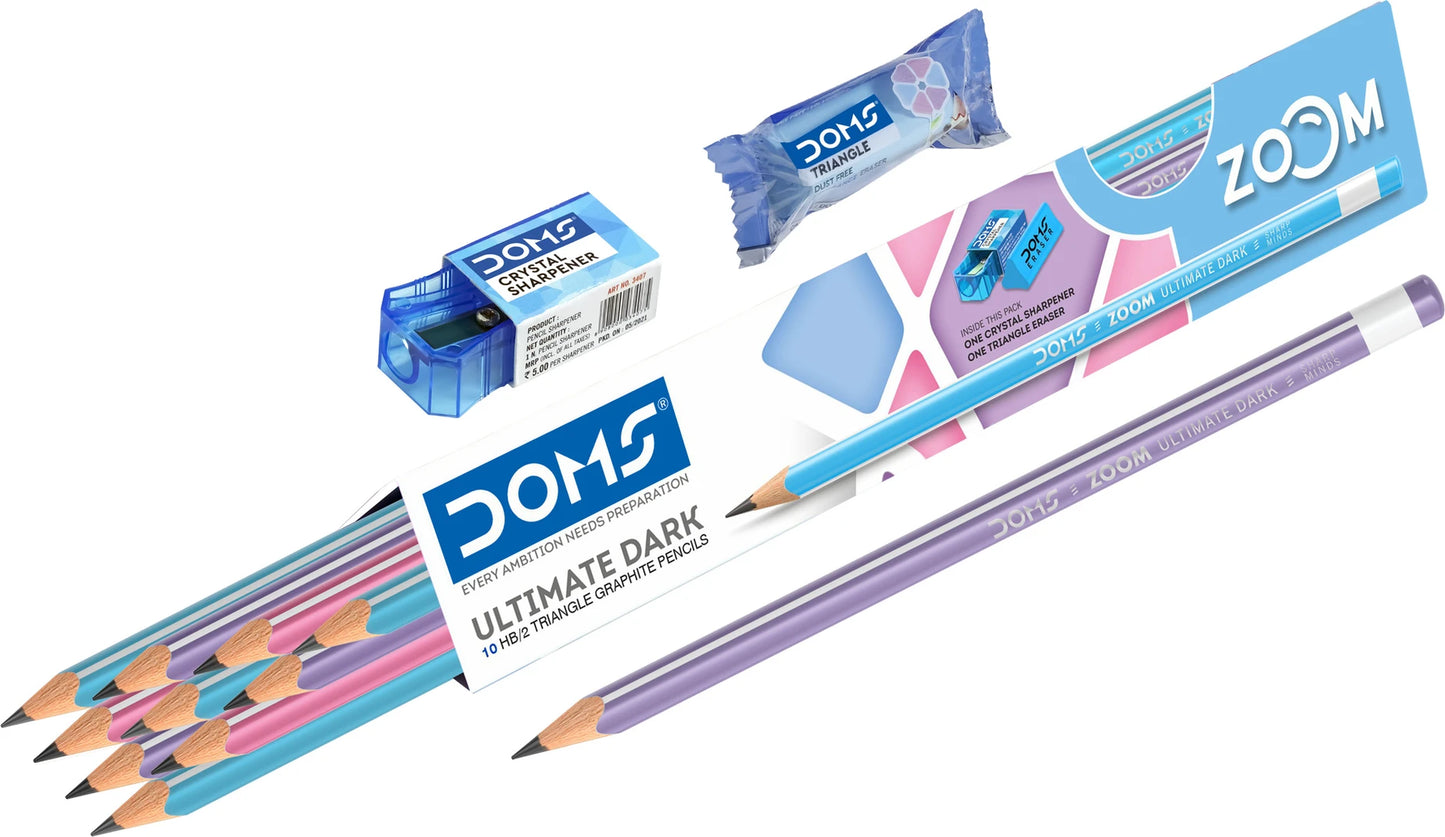 DOMS ZOOM TRIANGLE GRAPHITE PENCIL 10 PCS PACK