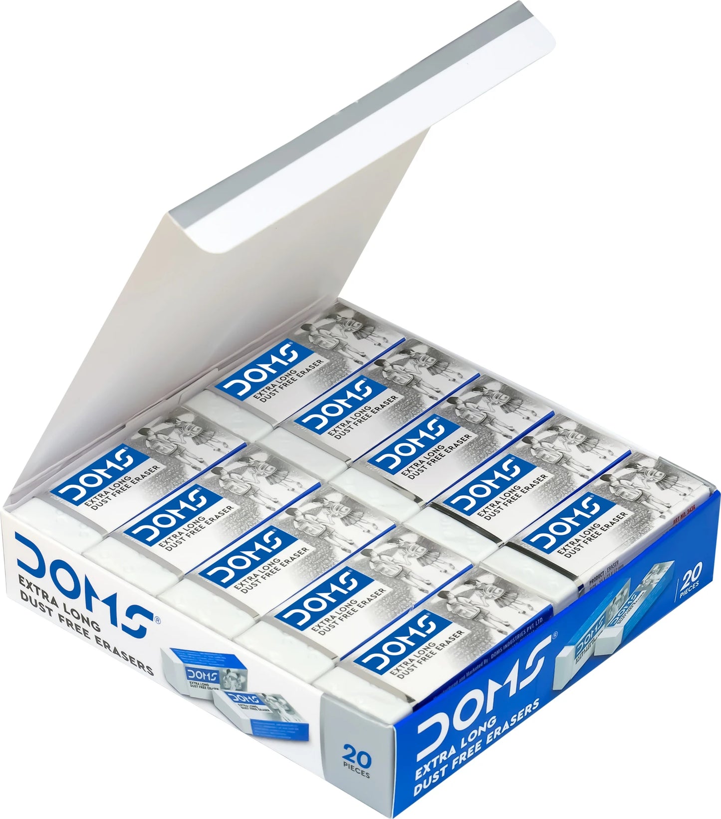 DOMS ERASERS Extra-Long Dust Free Non-Toxic Eraser