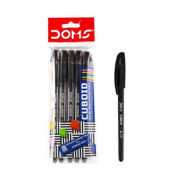 DOMS CUBOID BLACK PEN 5 PCS POUCH PACK