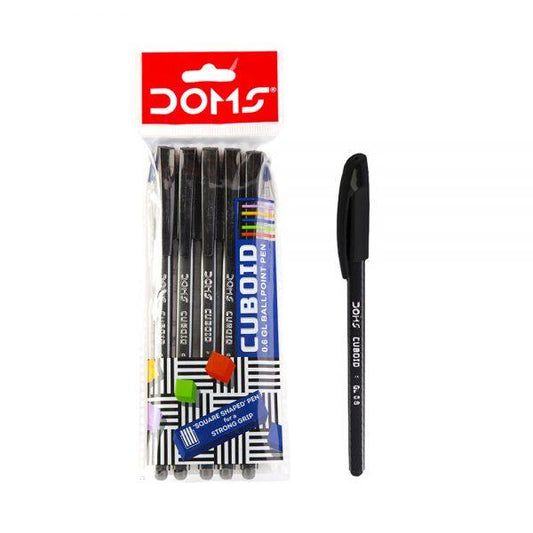 DOMS CUBOID BLACK PEN 5 PCS POUCH PACK